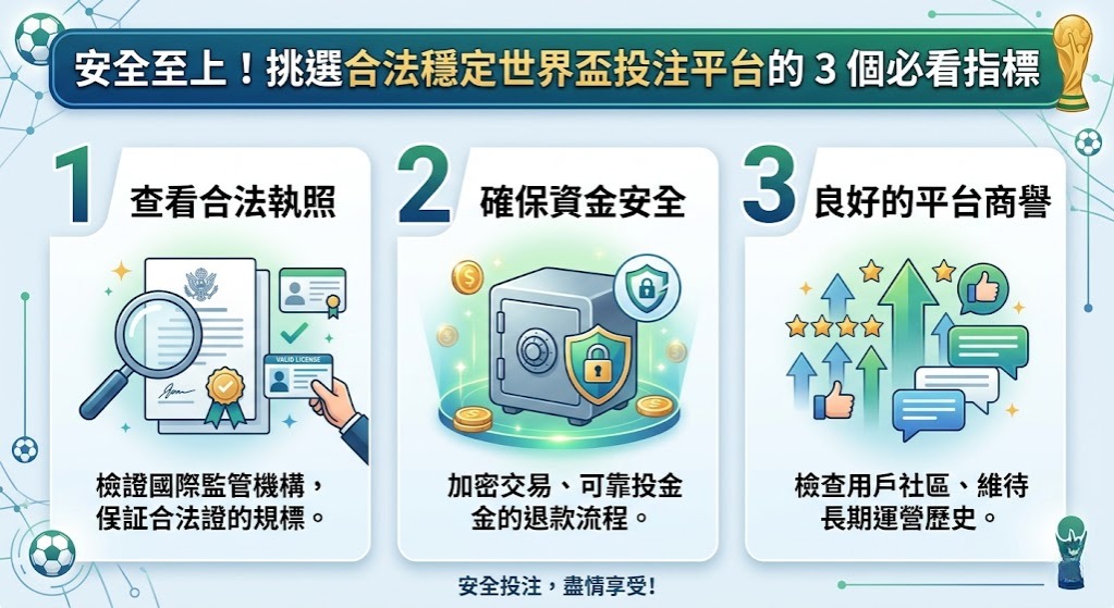 挑選合法穩定世界盃投注平台的 3 個必看指標